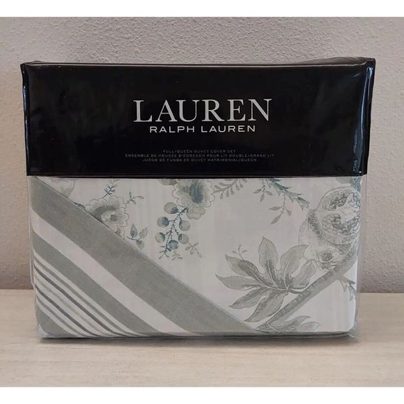 Ralph Lauren JULIANNE TOILE Sage 100% Cotton Full Queen Duvet Cover Set $300 - Picture 1 of 10
